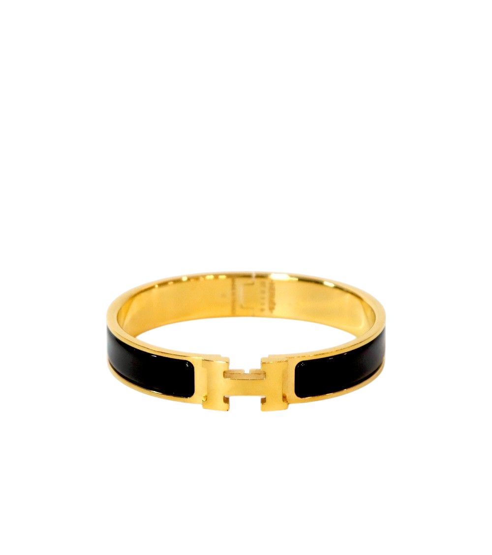 Hermès Black Click-Ash Gold Bracelet