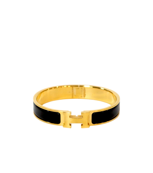 Hermès Black Click-Ash Gold Bracelet