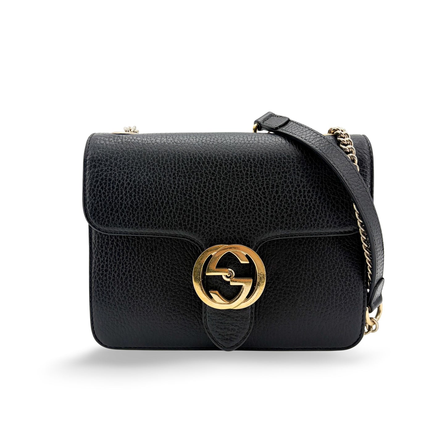 Gucci Interlocking G Small Chain Shoulder Bag Black