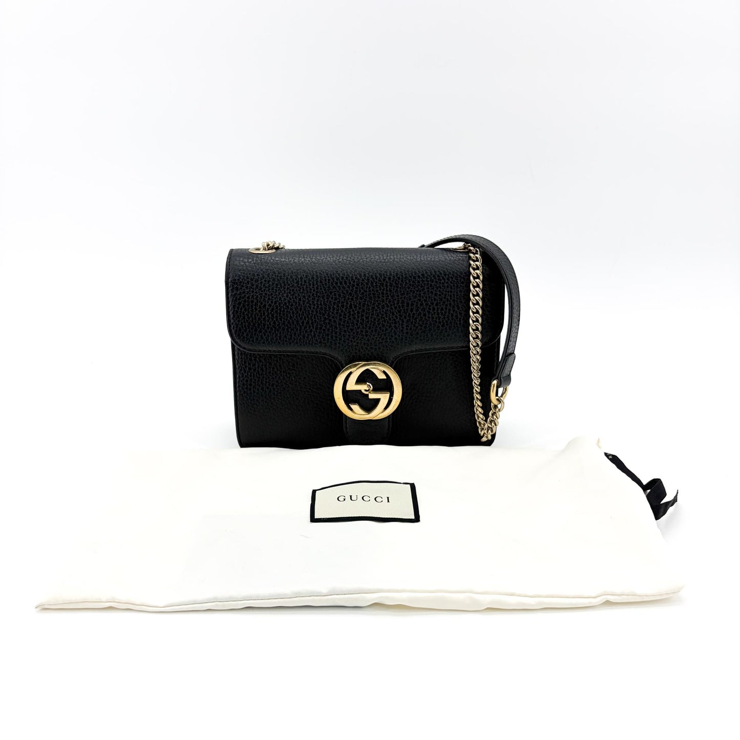 Gucci Interlocking G Small Chain Shoulder Bag Black