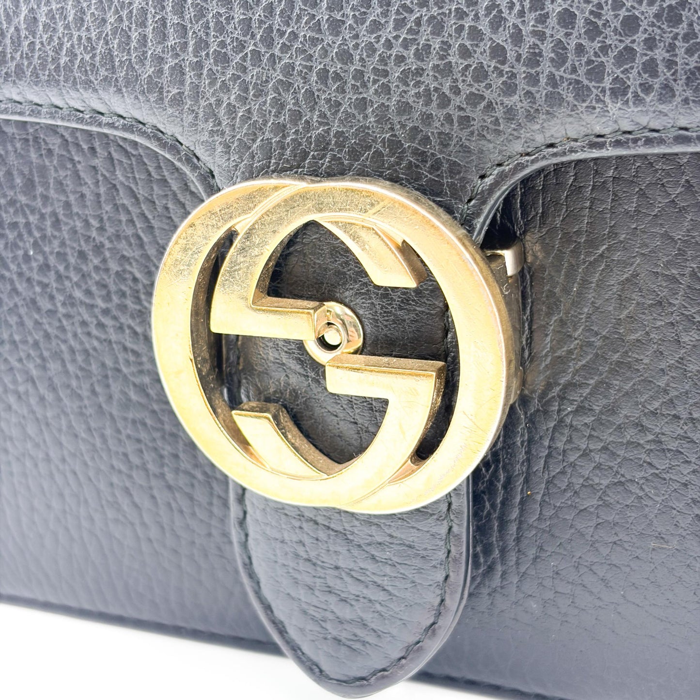 Gucci Interlocking G Small Chain Shoulder Bag Black