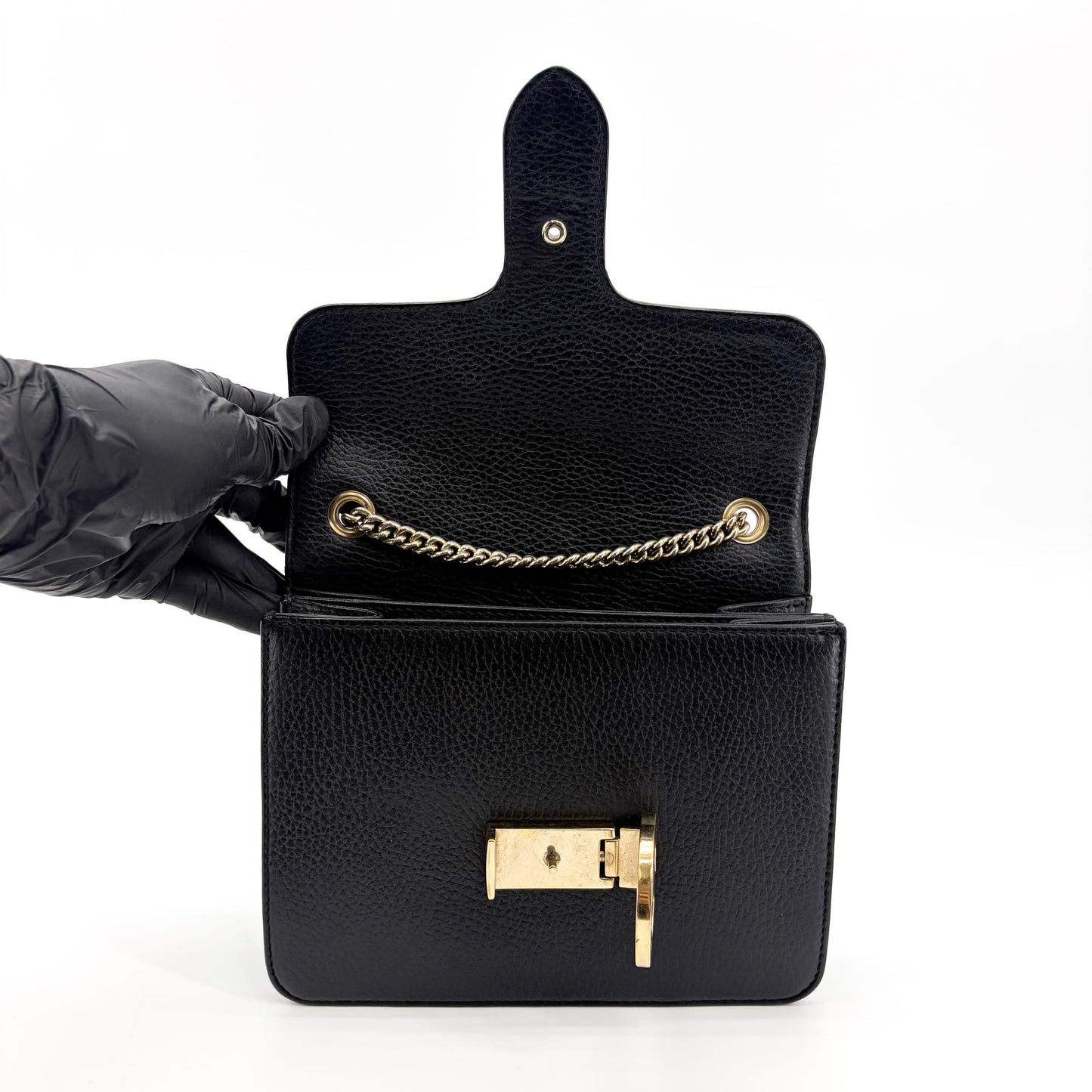 Gucci Interlocking G Small Chain Shoulder Bag Black