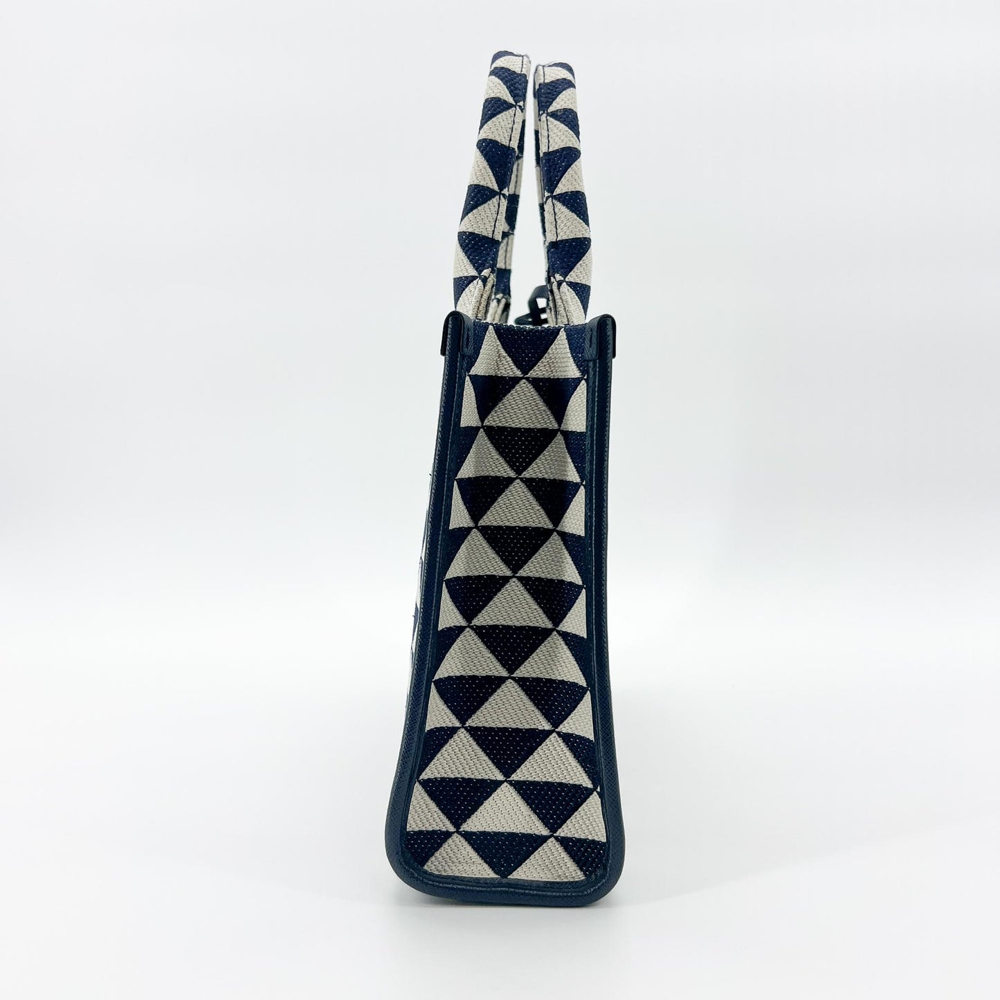 Prada symbol embroidered fabric tote bag