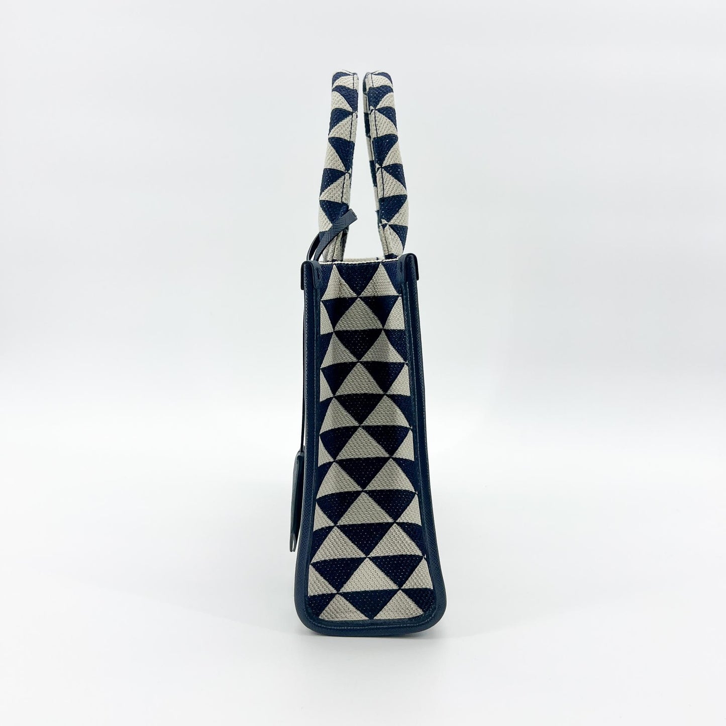 Prada symbol embroidered fabric tote bag