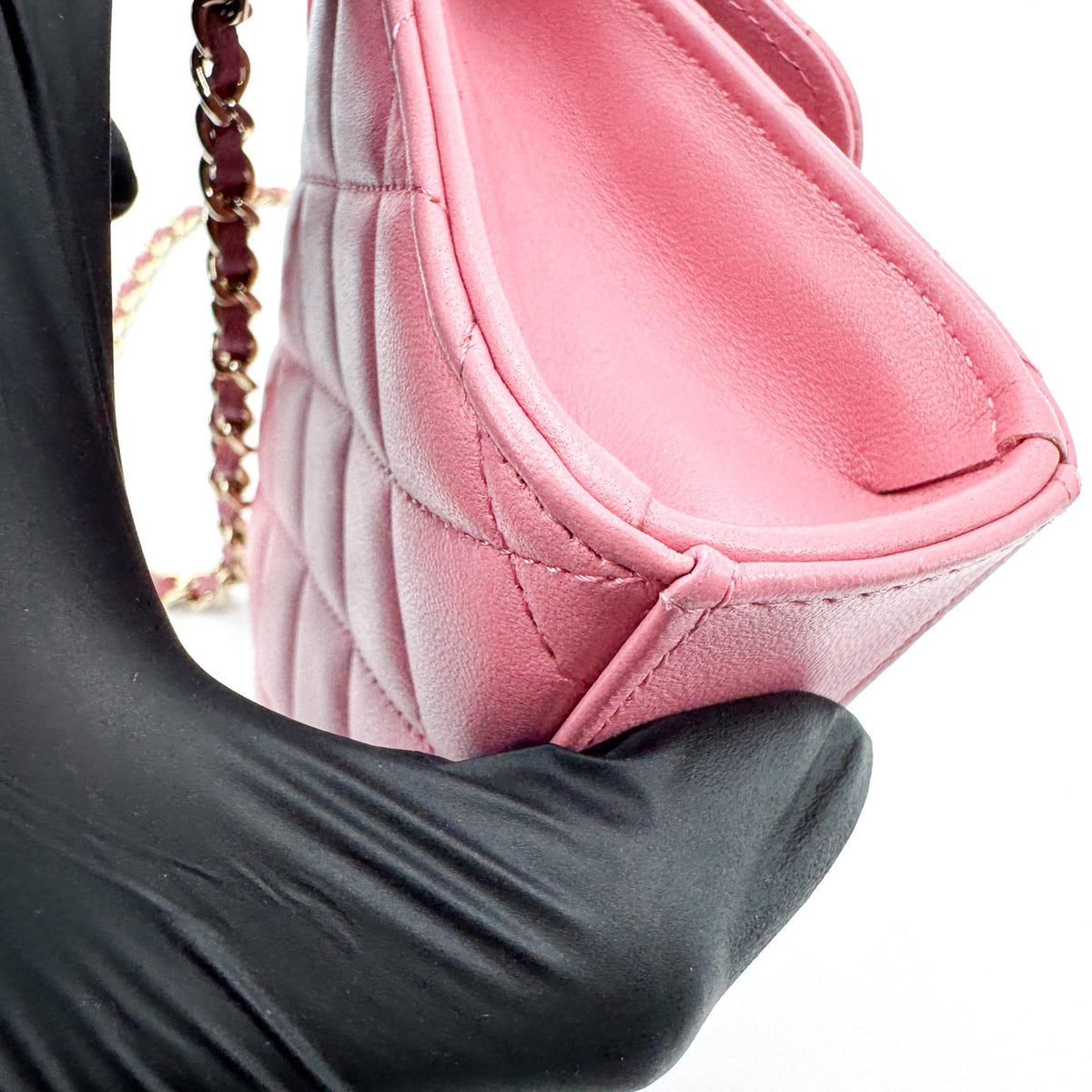 Chanel Classic Top Handle Flap Chain Bag Gold Hardware Pink