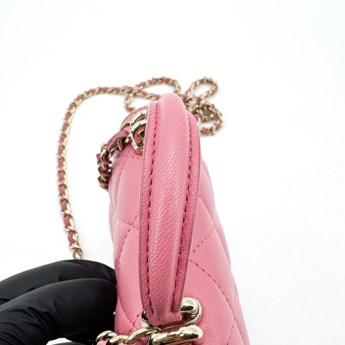 Chanel Classic Top Handle Flap Chain Bag Gold Hardware Pink