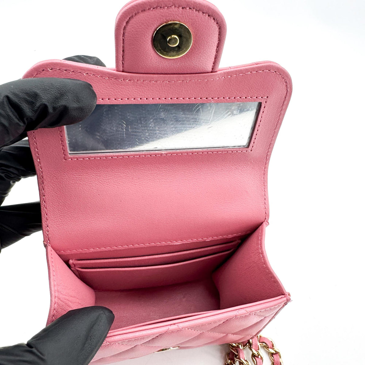 Chanel Classic Top Handle Flap Chain Bag Gold Hardware Pink