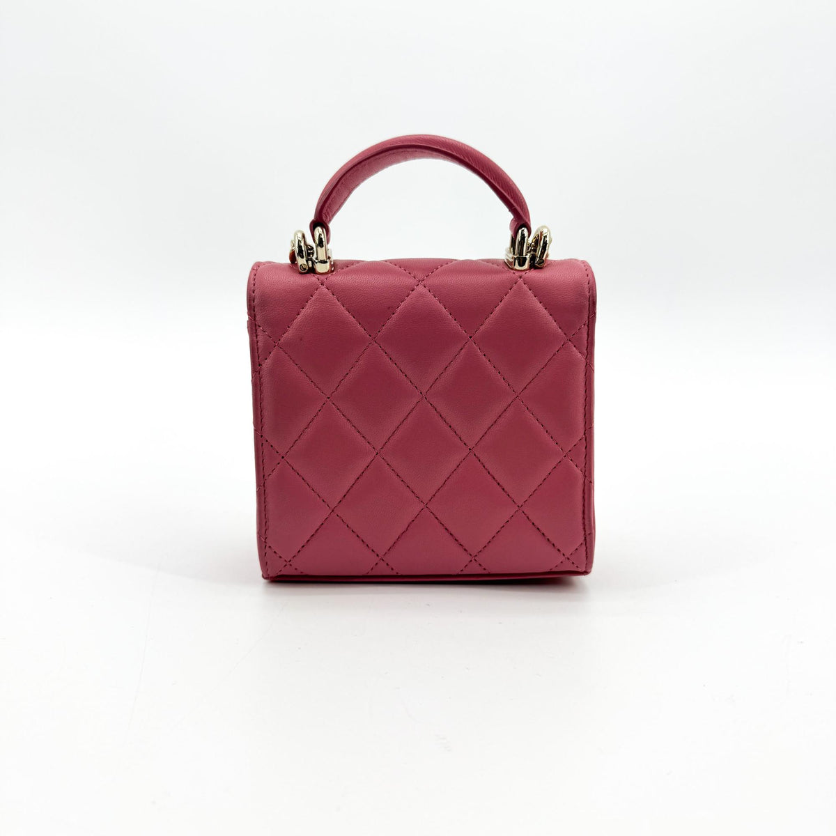 Chanel Classic Top Handle Flap Chain Bag Gold Hardware Pink