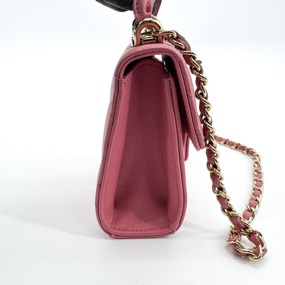 Chanel Classic Top Handle Flap Chain Bag Gold Hardware Pink