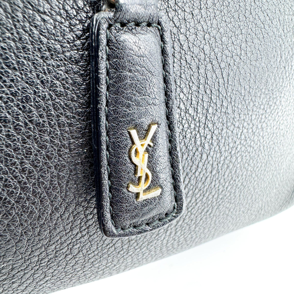 Saint Laurent Grain Leather Monogram Charm Chain Shoulder Bag Black