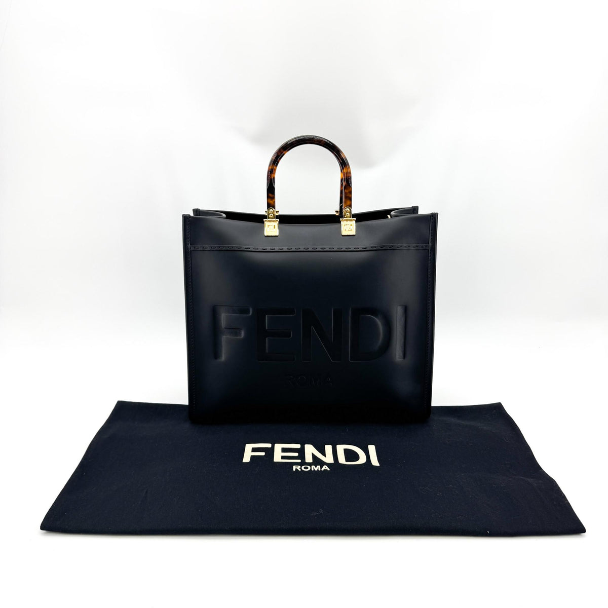 Fendi Sunshine Medium Shopper Bag Black