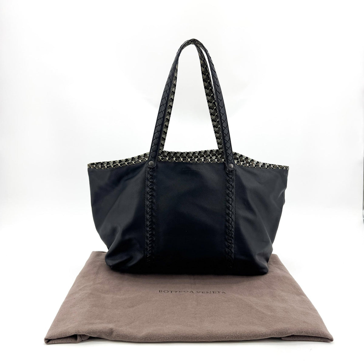 Bottega Veneta Intrecciato Butterfly Leather Tote Bag Black