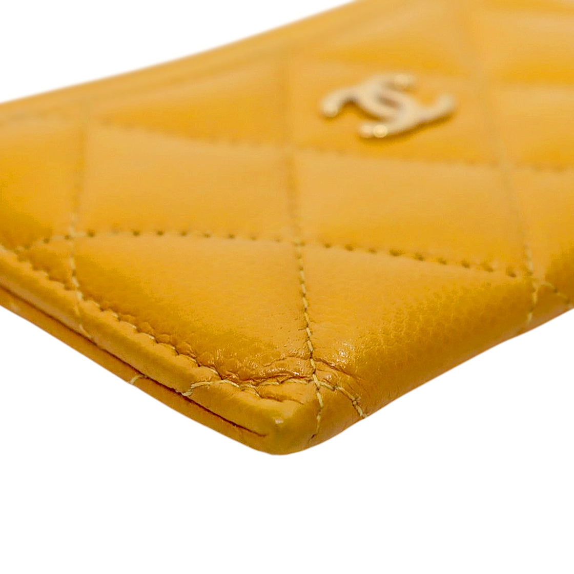 Chanel Yellow Caviar Skin Card Holder Wallet