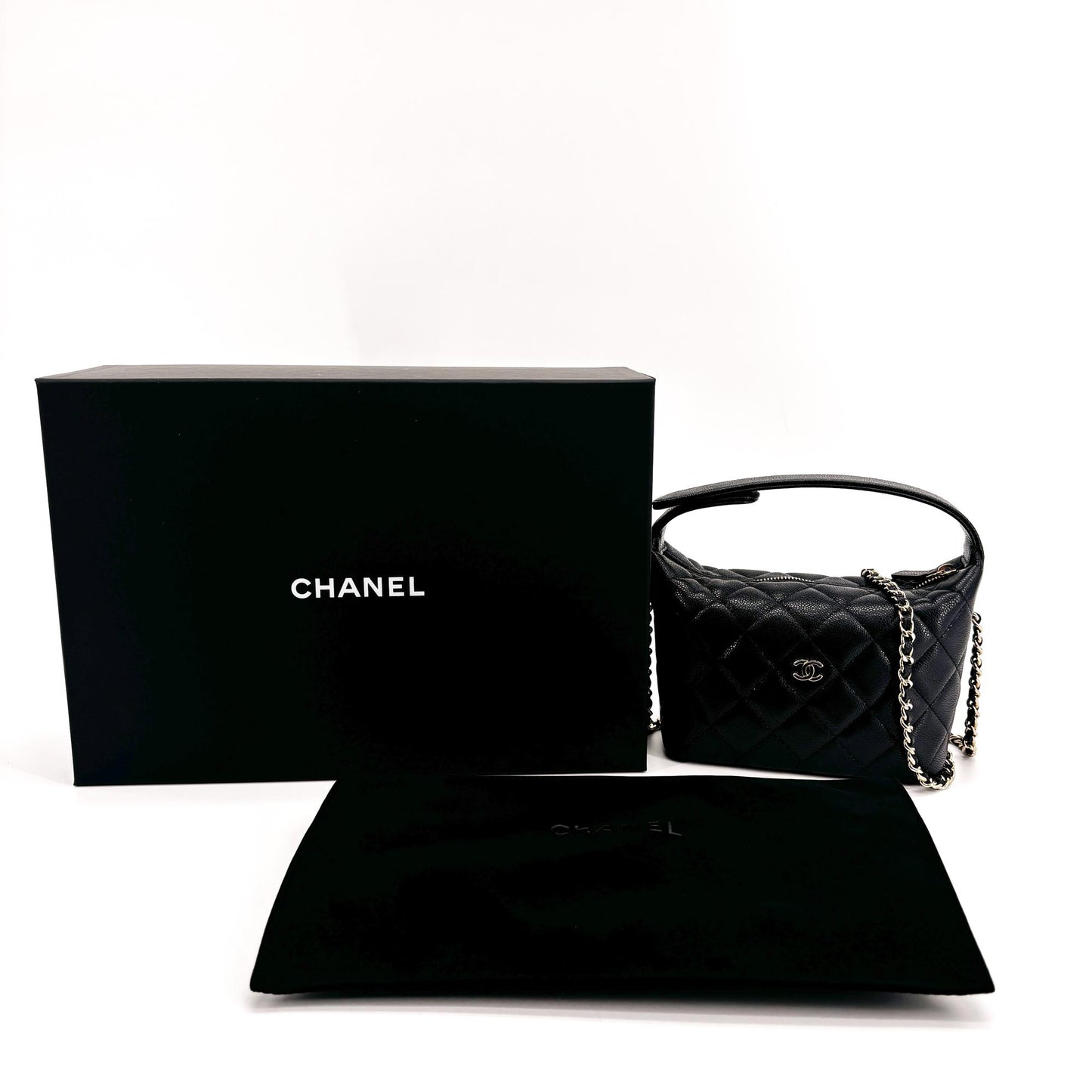 Chanel Caviar Quilted Small Hobo Bag Black Gold Hardware