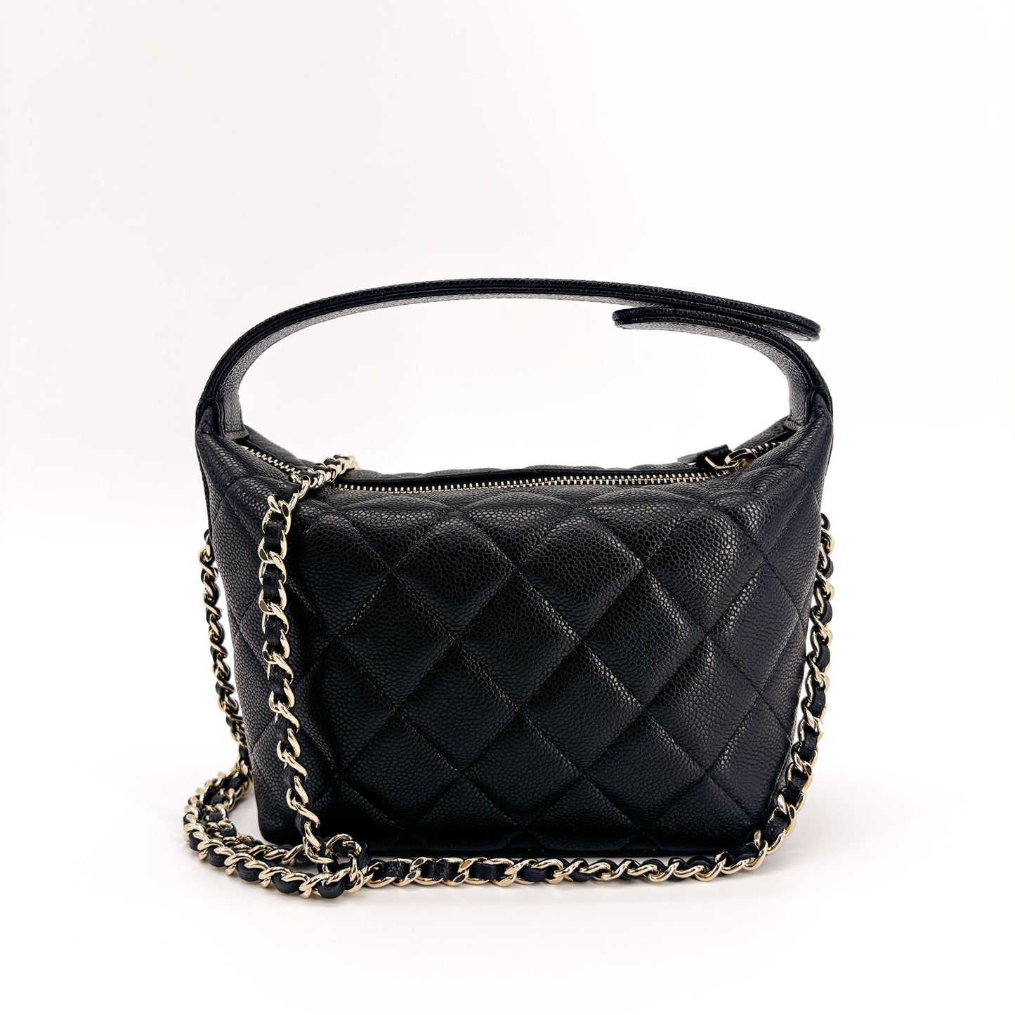 Chanel Caviar Quilted Small Hobo Bag Black Gold Hardware
