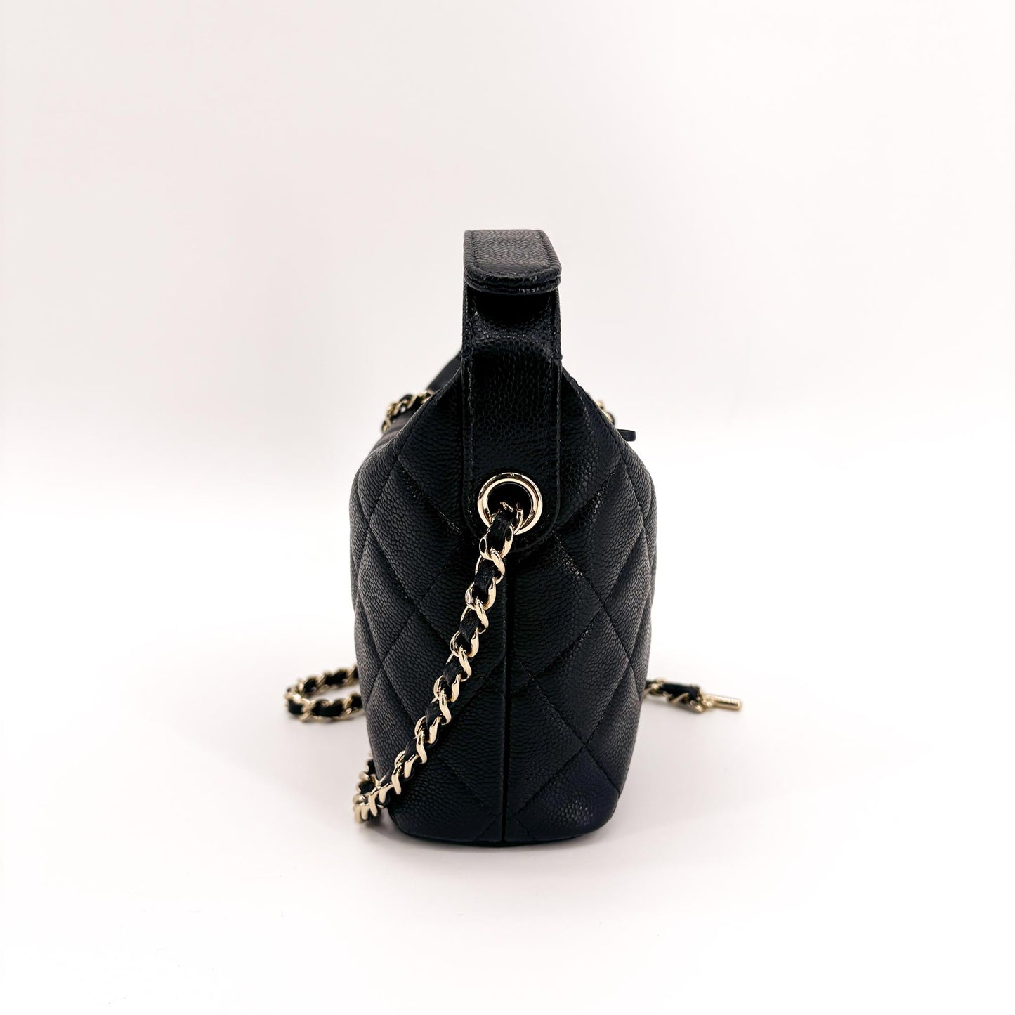Chanel Caviar Quilted Small Hobo Bag Black Gold Hardware