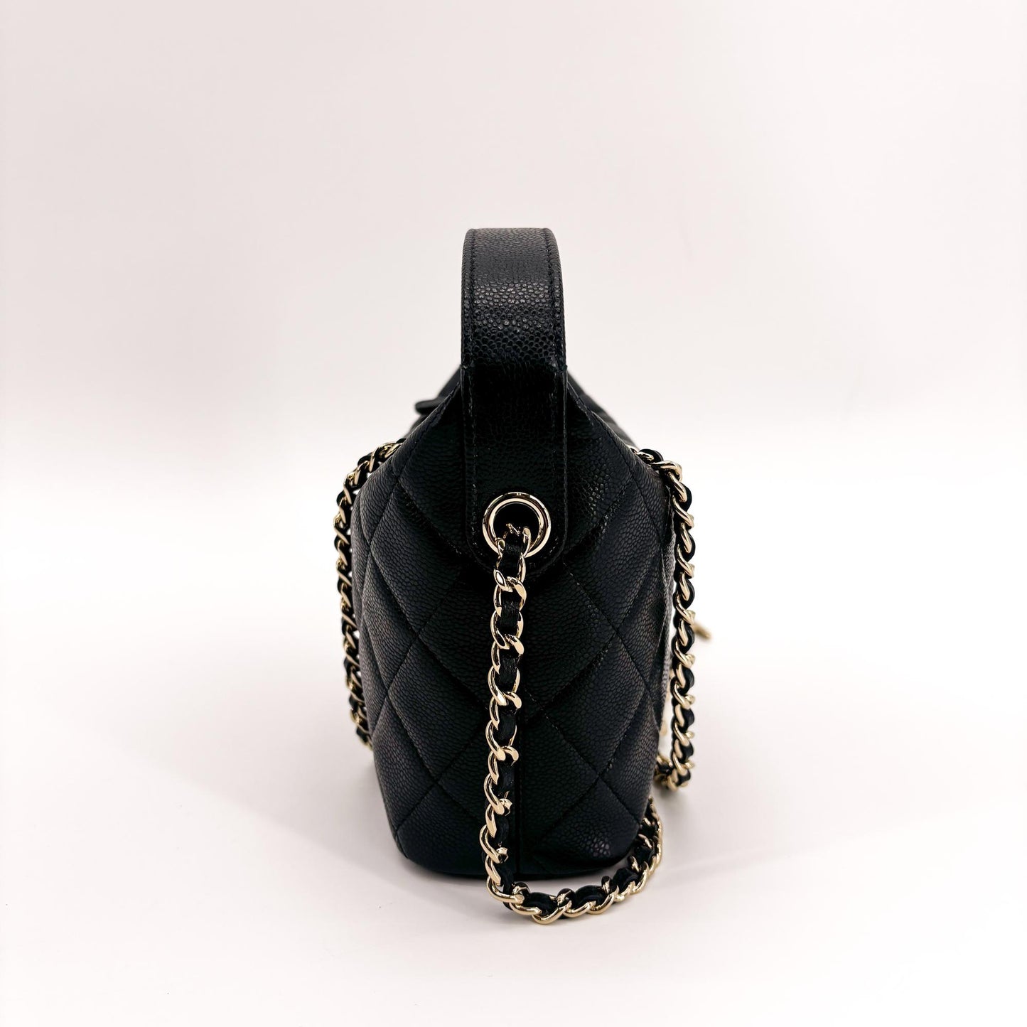 Chanel Caviar Quilted Small Hobo Bag Black Gold Hardware
