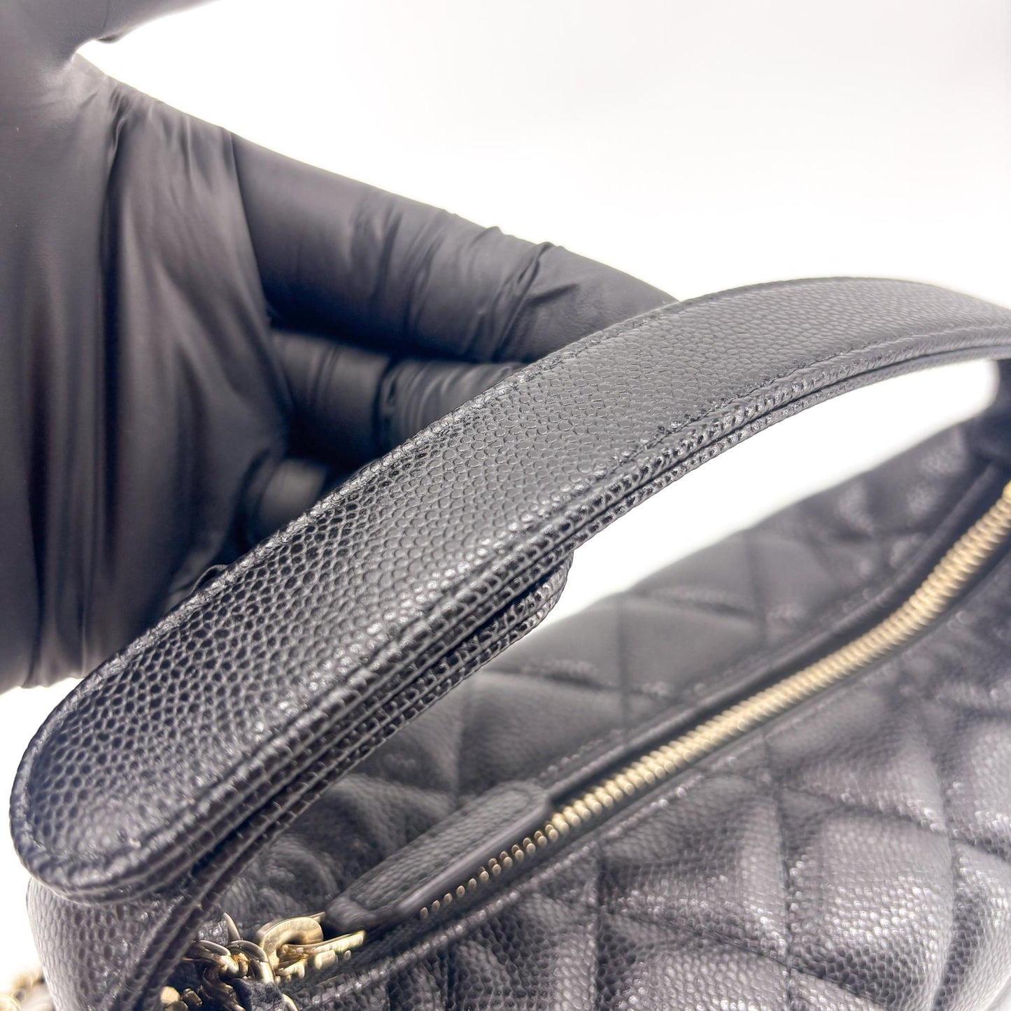 Chanel Caviar Quilted Small Hobo Bag Black Gold Hardware