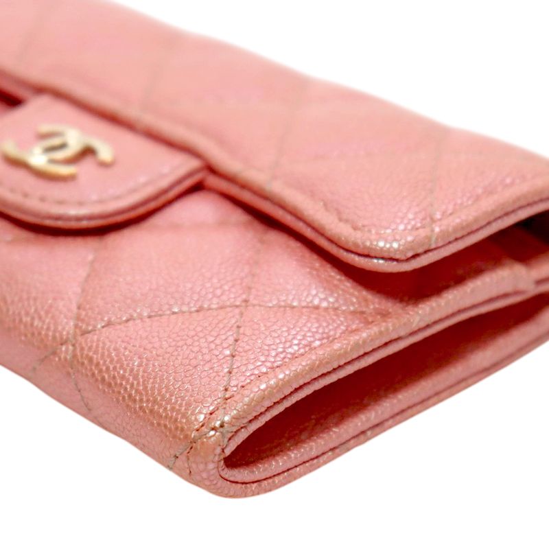 Chanel Pink Caviar Skin Card Wallet