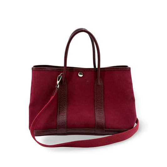Hermès Garden Party 30 TPM Bordeaux Canvas Leather