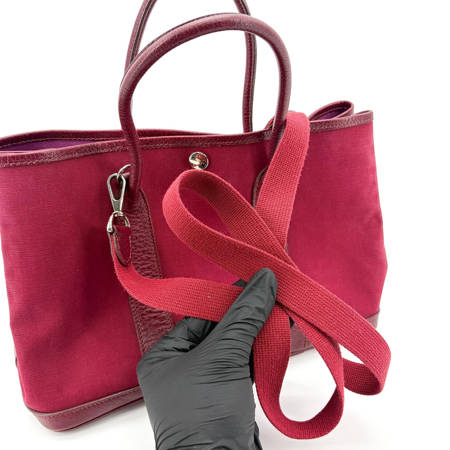 Hermès Garden Party 30 TPM Bordeaux Canvas Leather