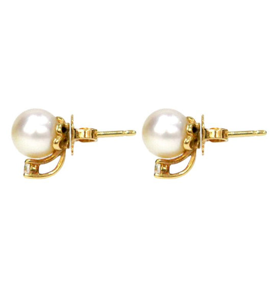 Tiffany & Co 750 18K Pearl and Diamond Earrings