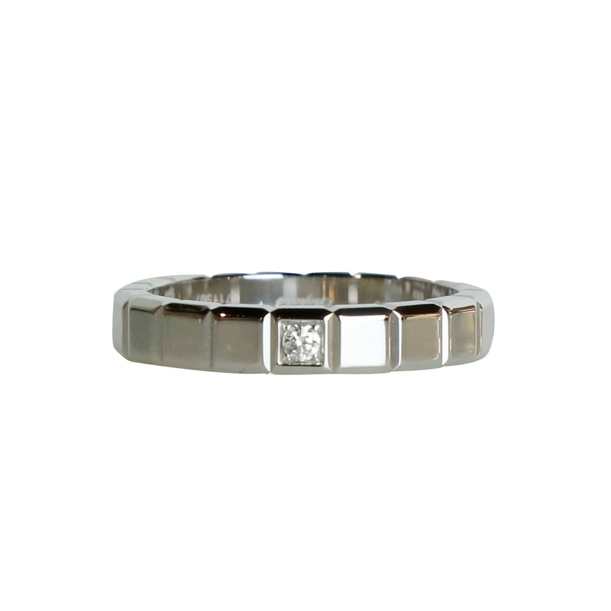 56 Medium Ice Cube 1 Diamond White Gold Ring