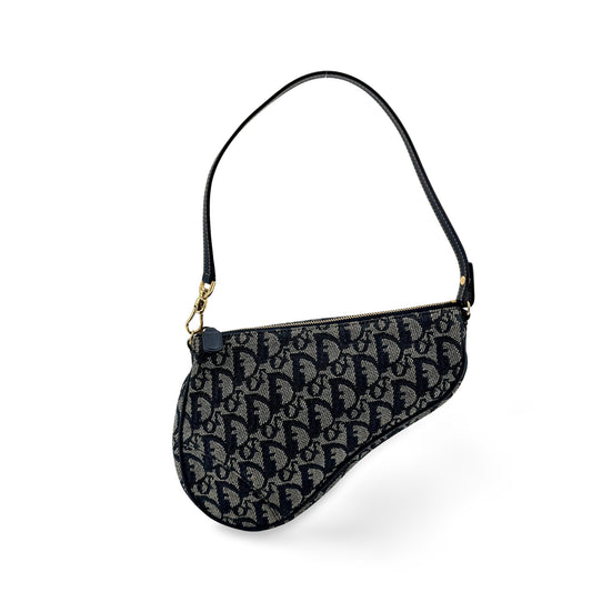 Dior Oblique Saddle Clutch Crossbody Bag Navy
