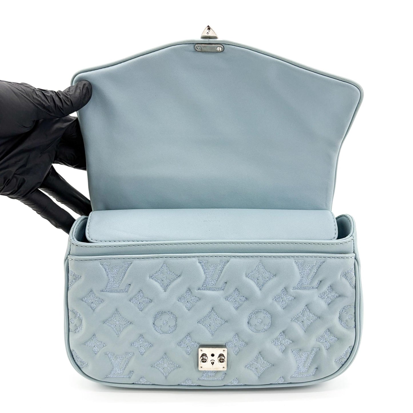 Louis Vuitton Monogram Quilted Marceau Sky Blue Silver Hardware