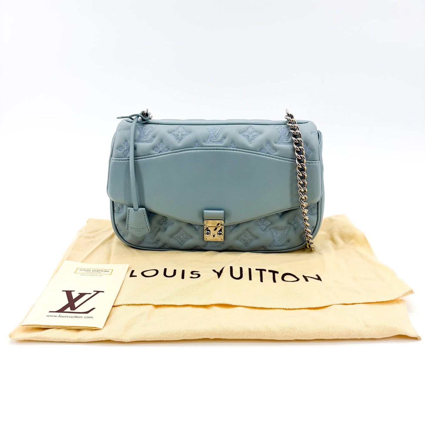 Louis Vuitton Monogram Quilted Marceau Sky Blue Silver Hardware
