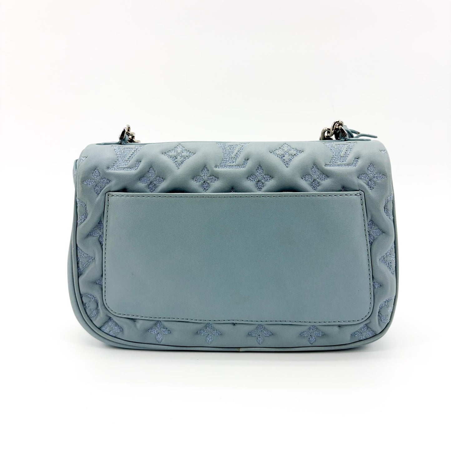 Louis Vuitton Monogram Quilted Marceau Sky Blue Silver Hardware