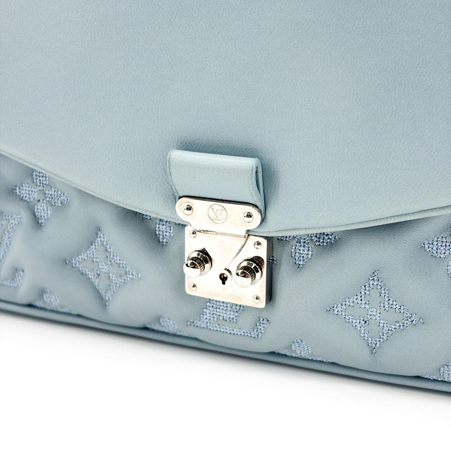 Louis Vuitton Monogram Quilted Marceau Sky Blue Silver Hardware