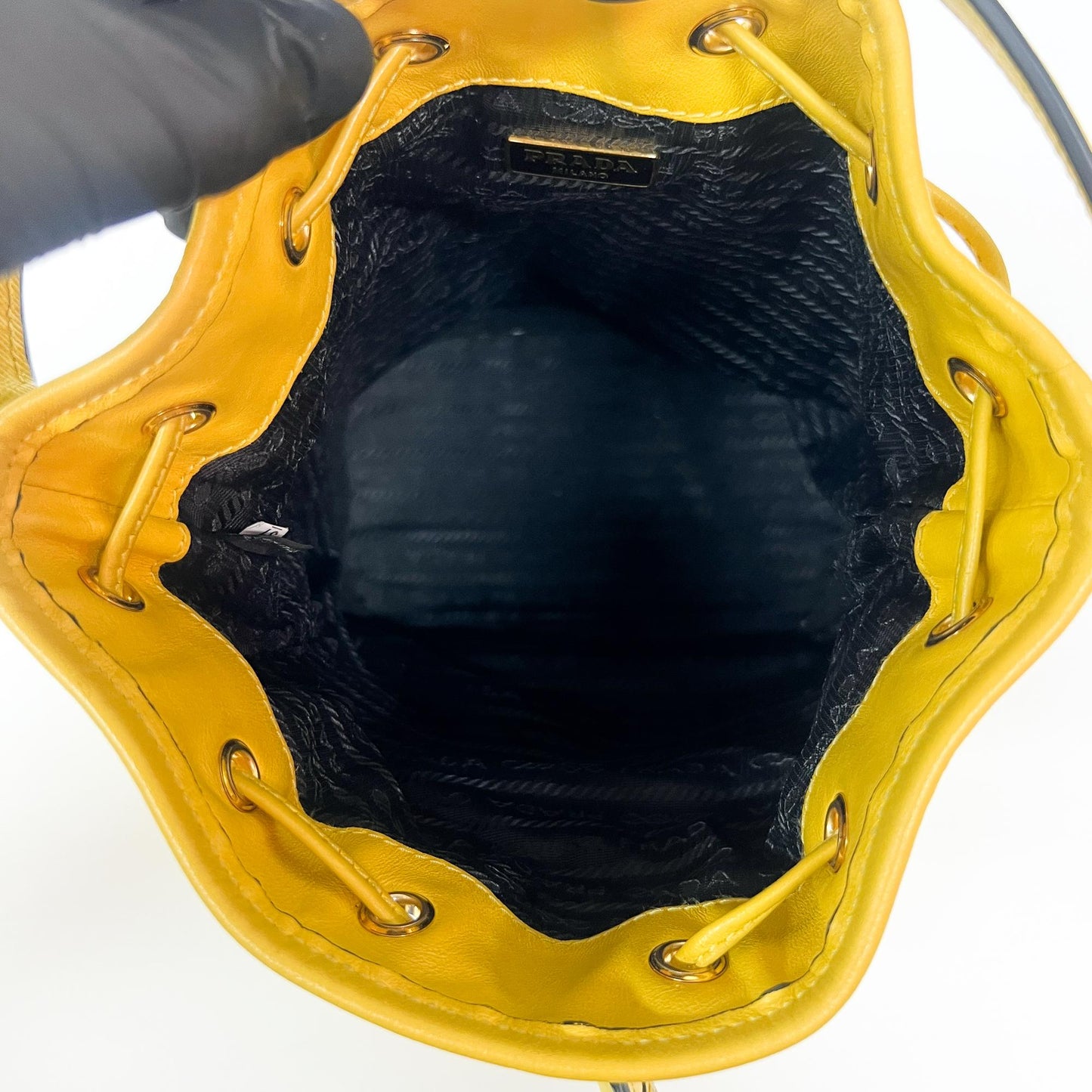 Prada Leather Duet Bucket Bag Yellow