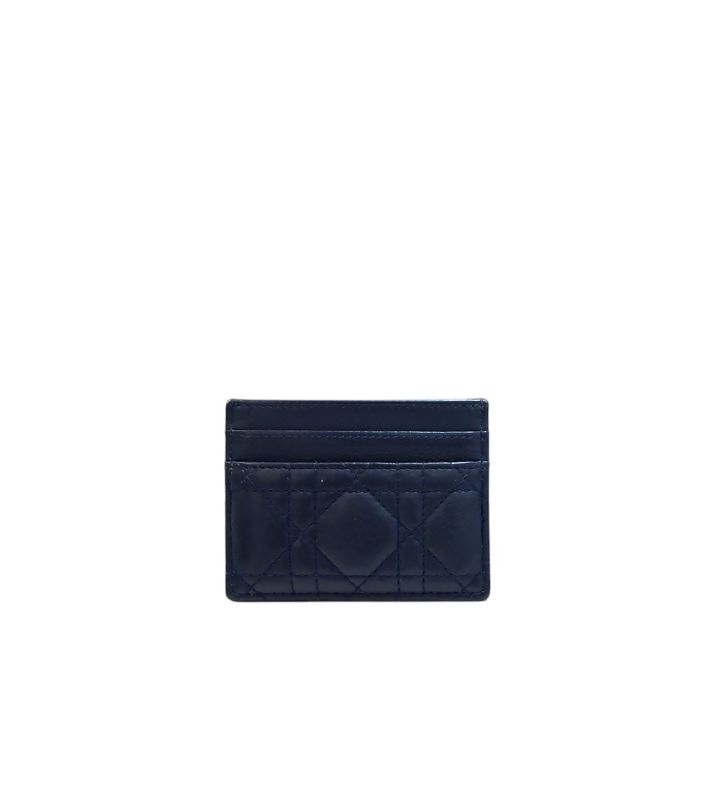 Dior Navy Checkered Card Holder Wallet