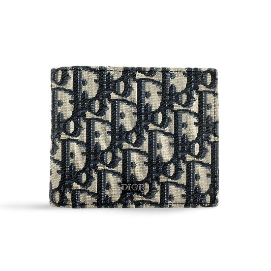 Dior Oblique Jacquard Wallet Beige Navy