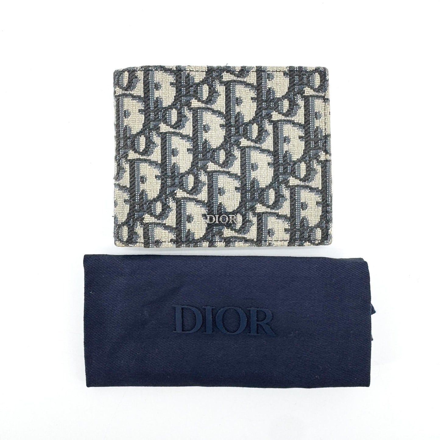 Dior Oblique Jacquard Wallet Beige Navy