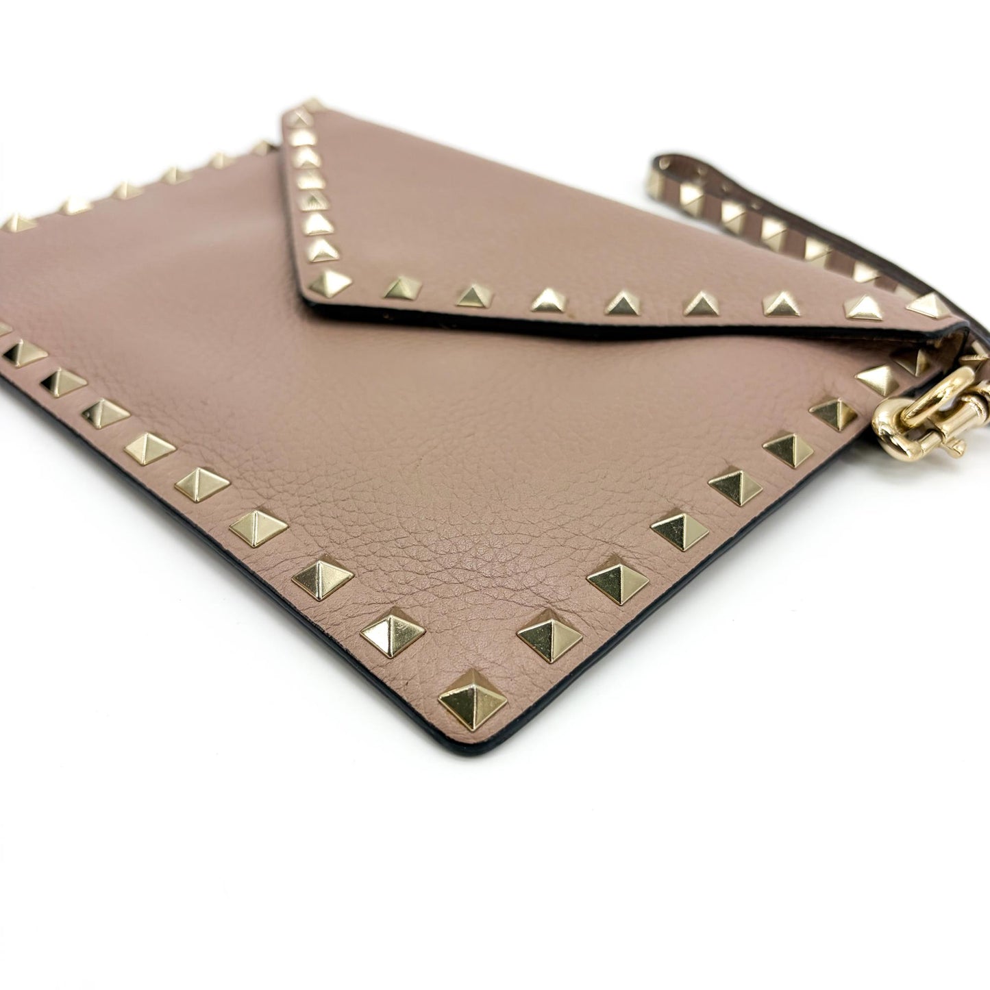 Valentino Garavani Rockstud Grain Calfskin Pouch Poudre
