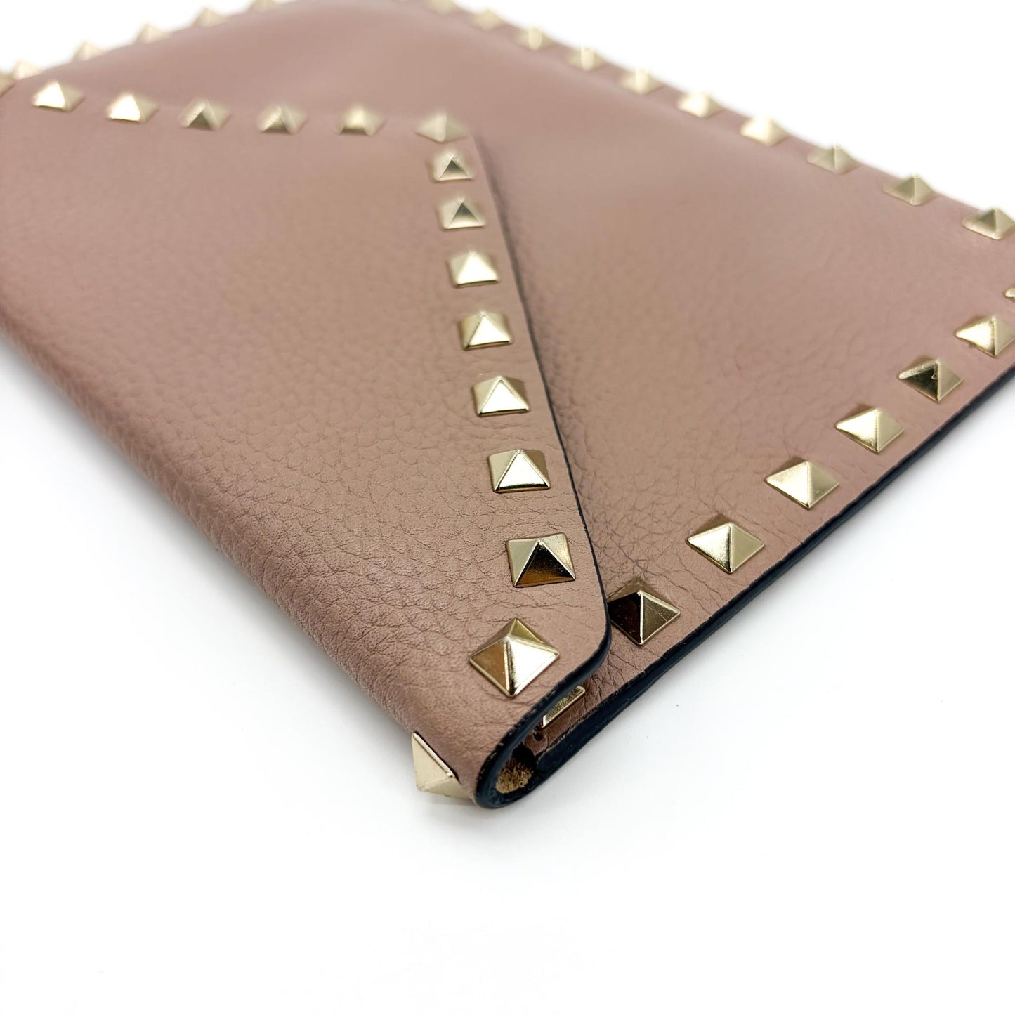 Valentino Garavani Rockstud Grain Calfskin Pouch Poudre