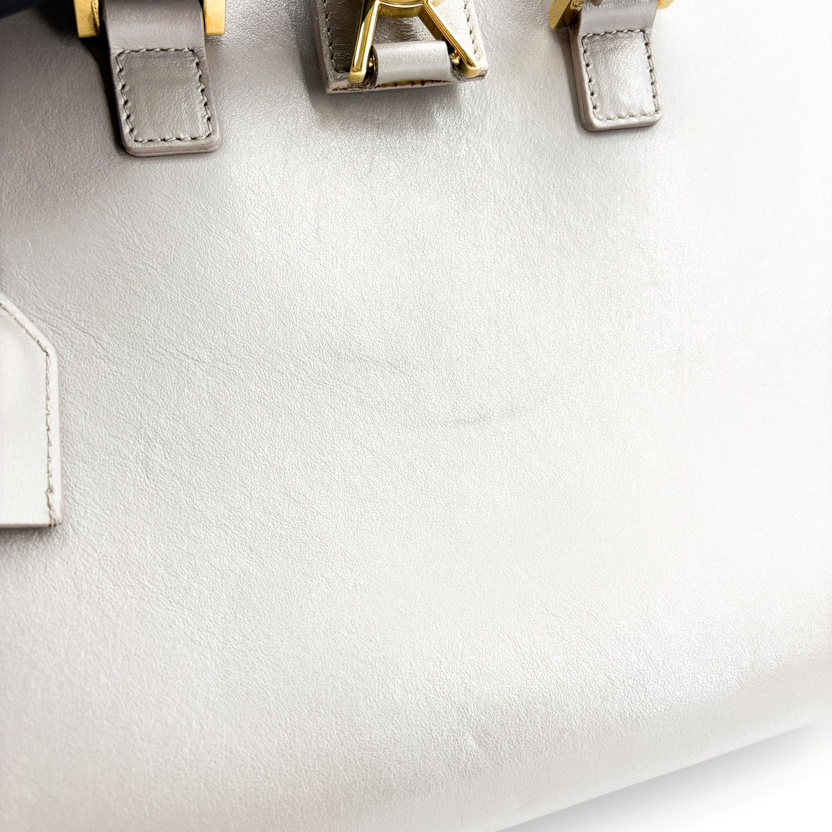 Saint Laurent Baby Monogram Cabas Bag Grey Gold Hardware