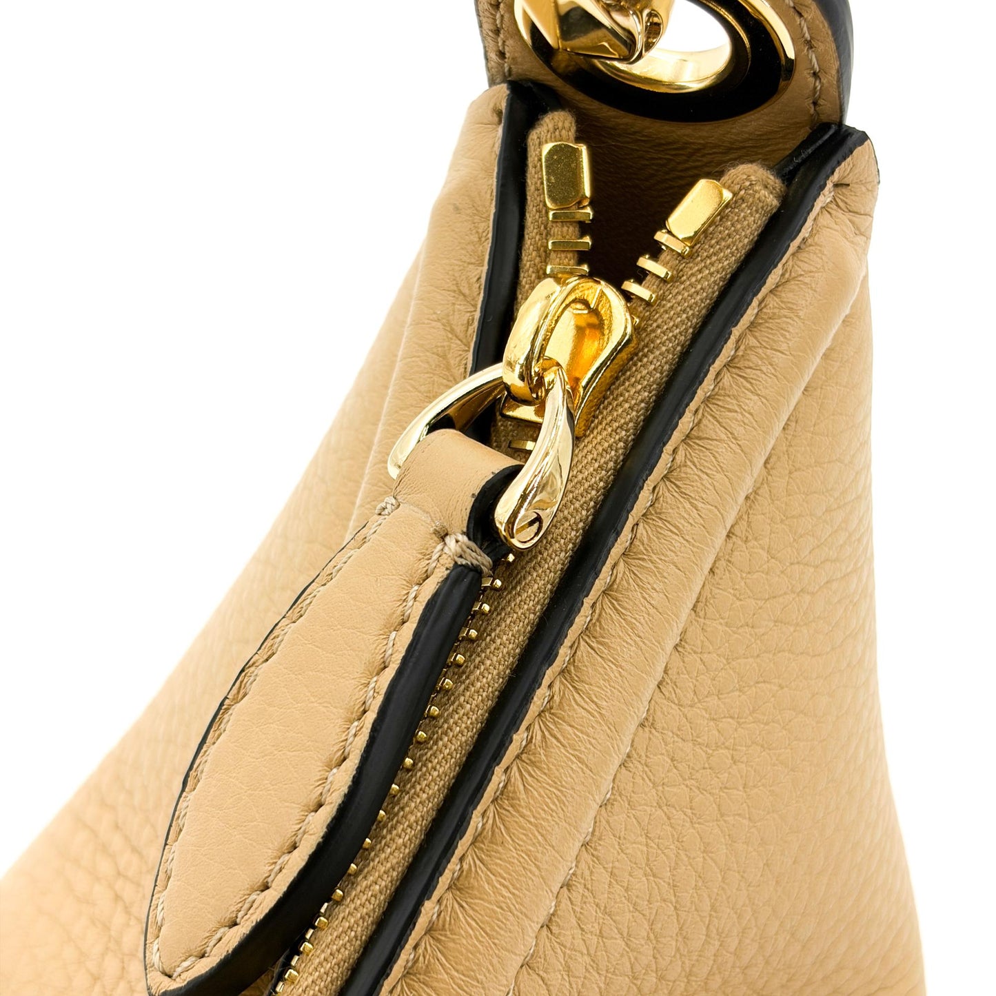 Valentino Garavani Small V-Logo Moon Bag Beige