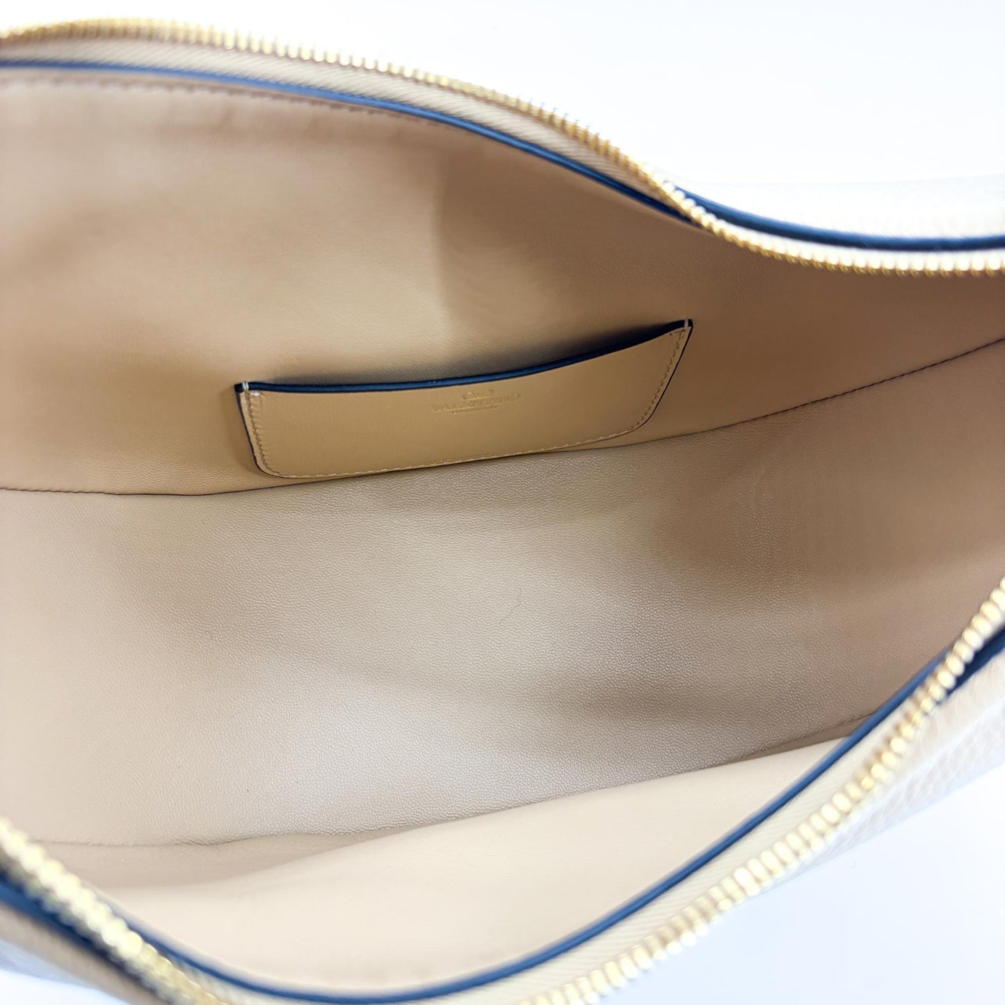 Valentino Garavani Small V-Logo Moon Bag Beige