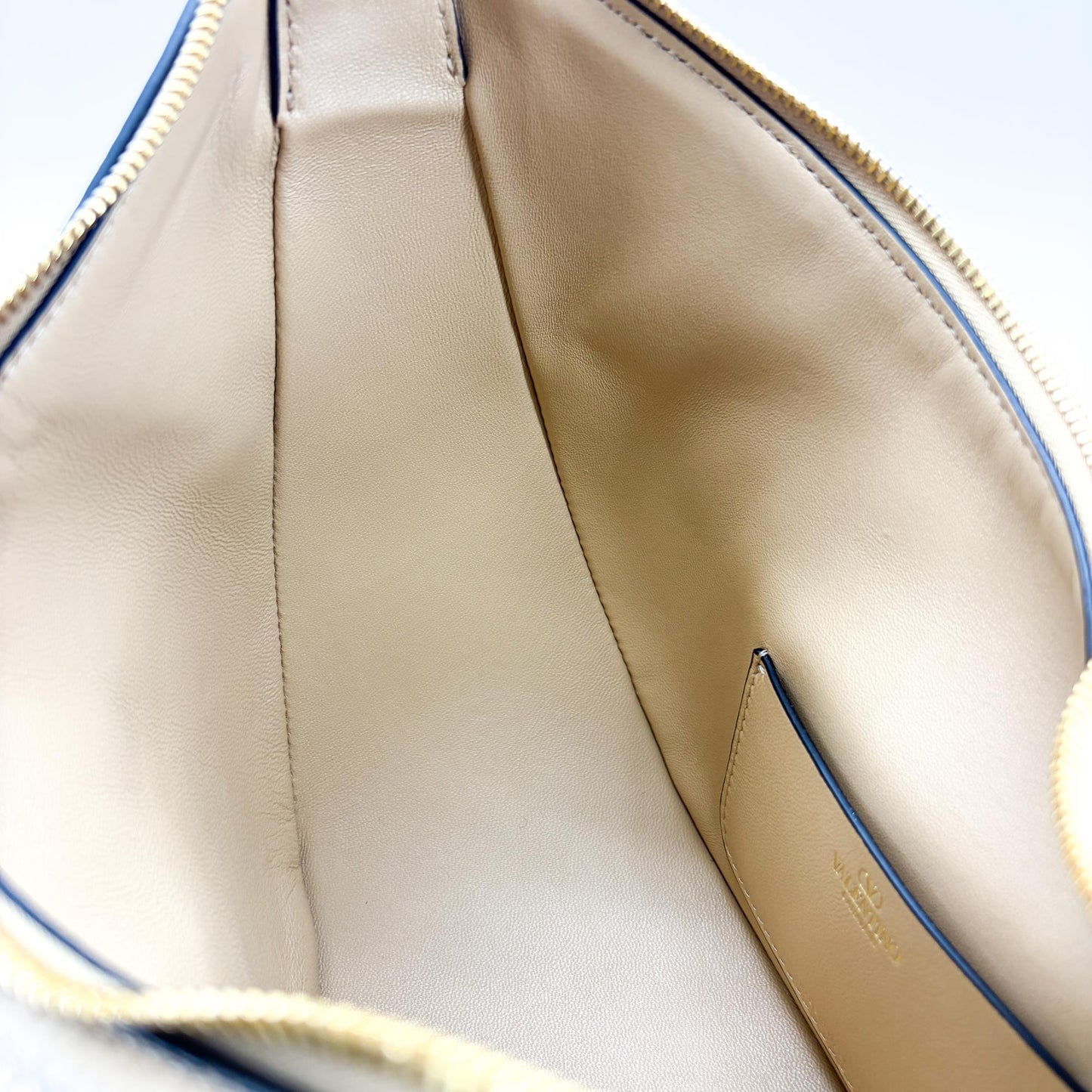 Valentino Garavani Small V-Logo Moon Bag Beige