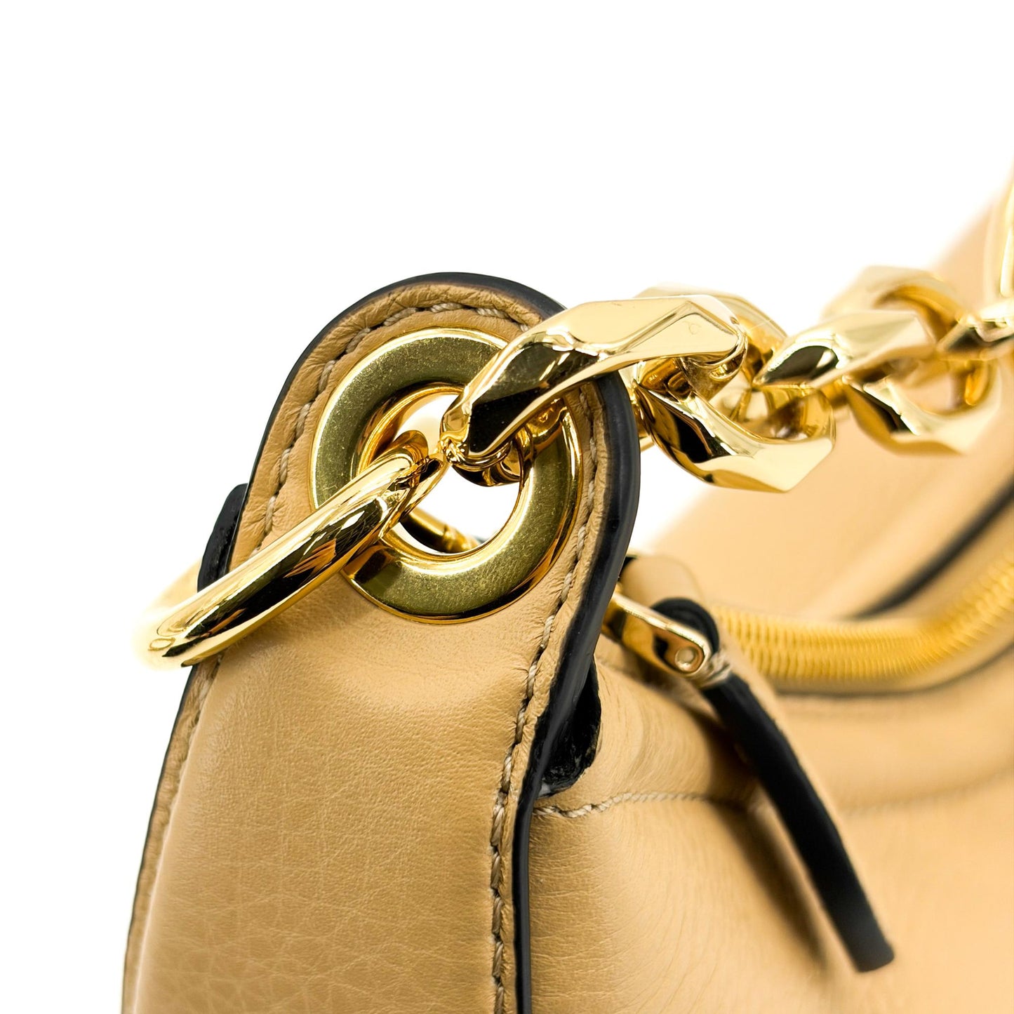Valentino Garavani Small V-Logo Moon Bag Beige