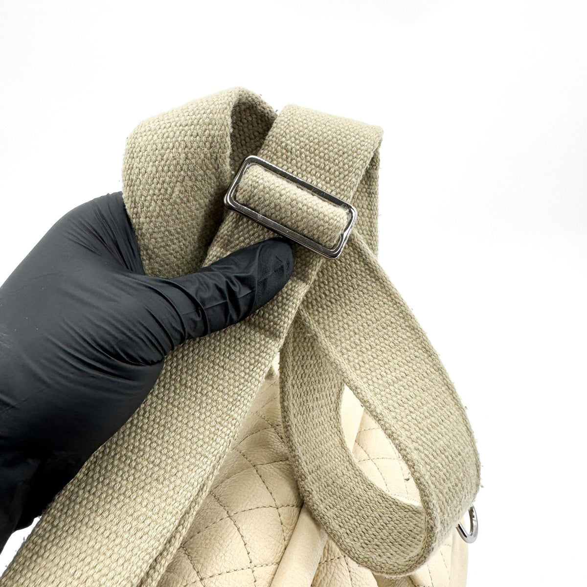 Chanel Quilted Double Pocket Lambskin Crossbody Bag Beige