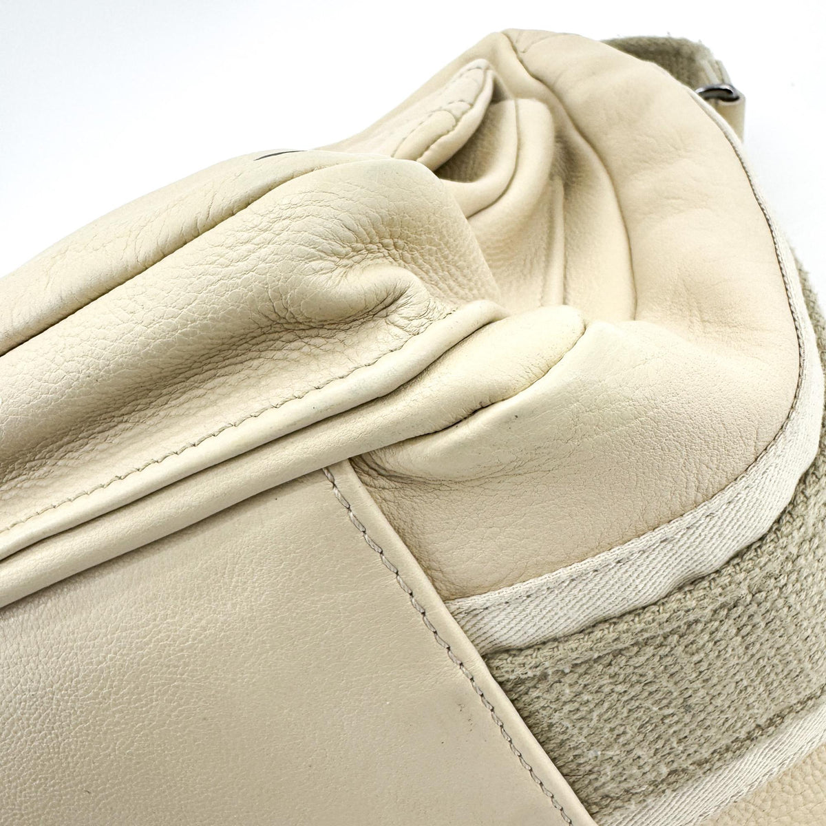 Chanel Quilted Double Pocket Lambskin Crossbody Bag Beige