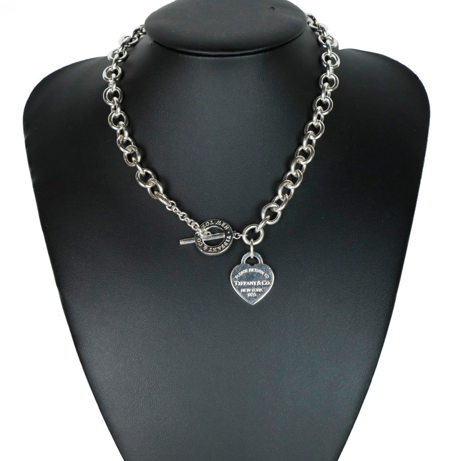 Heart Tag Toggle Silver Necklace