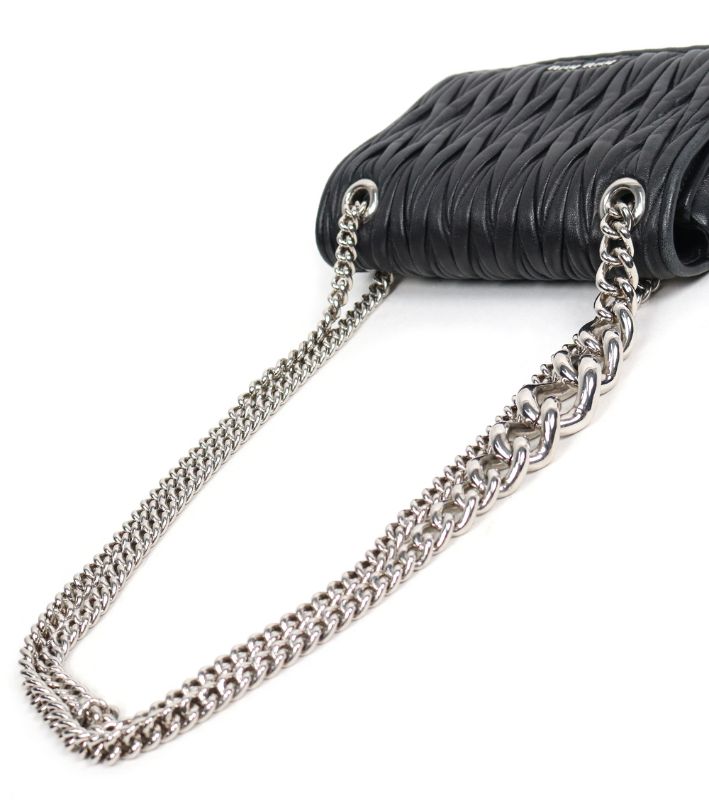 Miu Miu Black Matelassé Chain Shoulder Bag