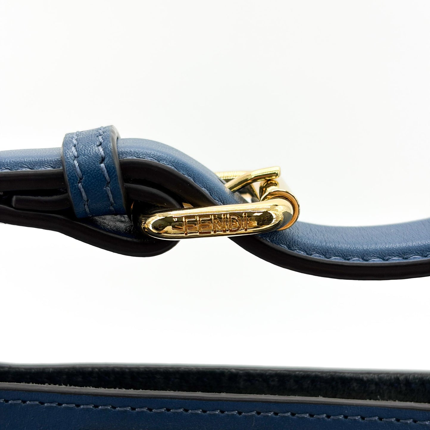 Fendi Peekaboo Essential Large Blue Calfskin Gold Hardware