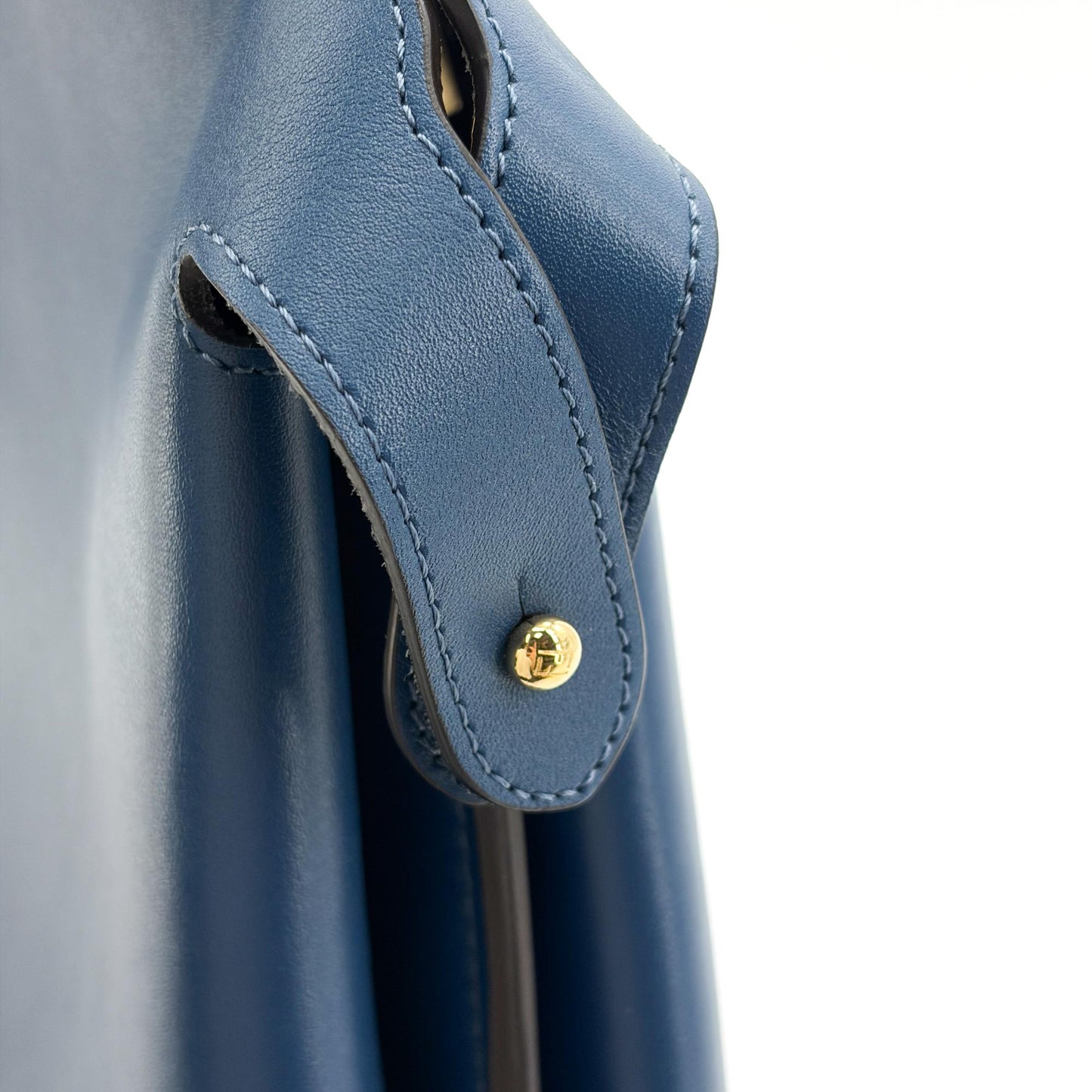 Fendi Peekaboo Essential Large Blue Calfskin Gold Hardware