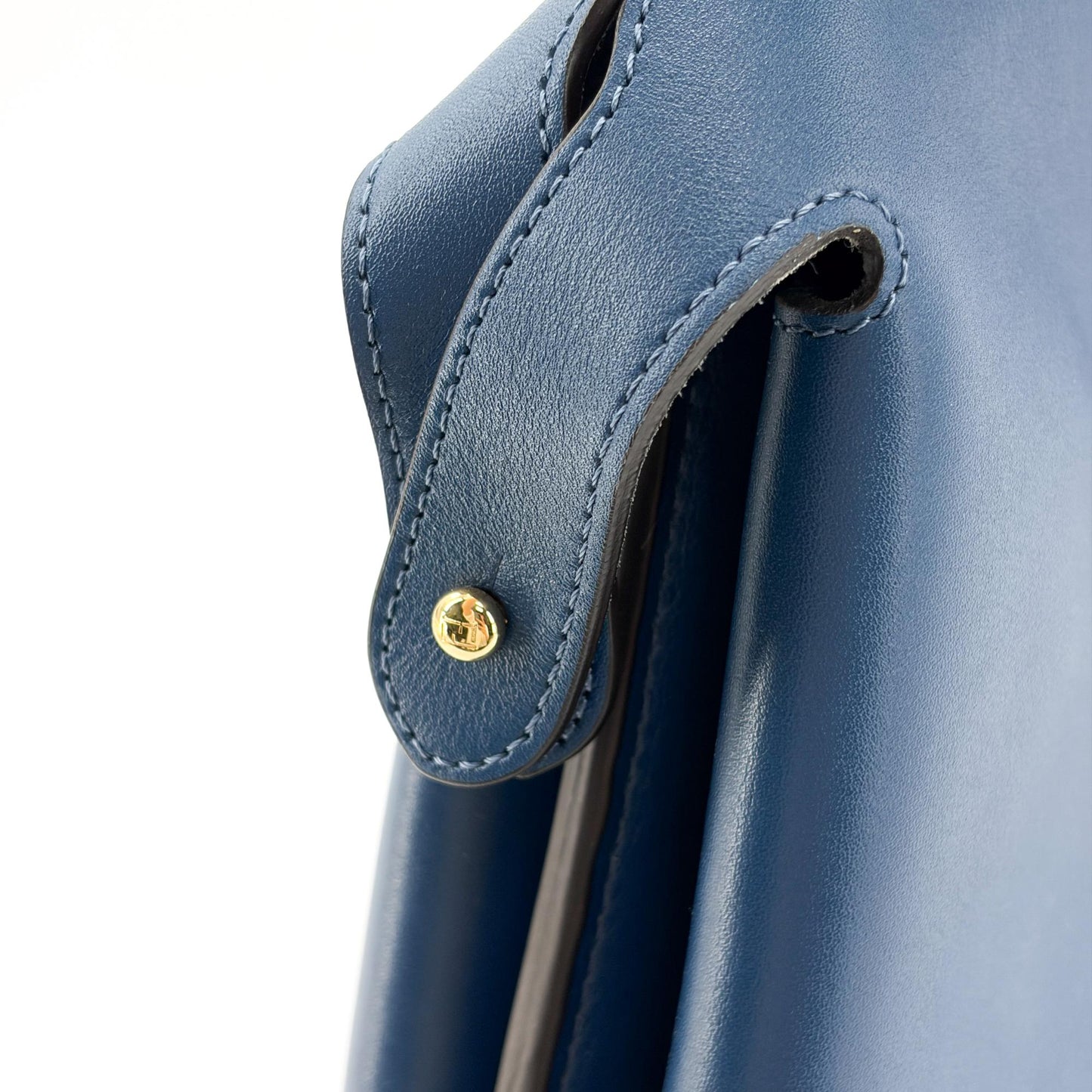 Fendi Peekaboo Essential Large Blue Calfskin Gold Hardware